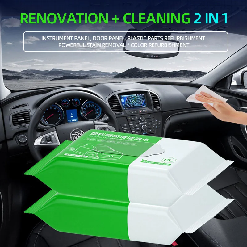 1/2pcs Auto Plastic Renovation Removal Wipes Car Motorbikes Stain Cleaning Towels Auto Interior Wash Agent Wipes Car Accessories