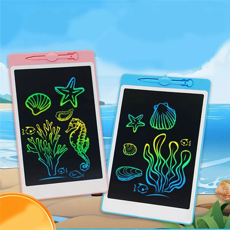 لوحة كتابة يدوية LCD مقاس 12 بوصة، لوحة كتابة يدوية ملونة على الجدران، لوحة رسم لحماية العين، وردي فاتح متين