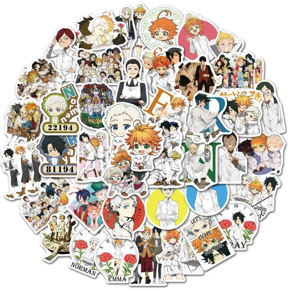 50pcs The Promised Neverland Graffiti Sticker Notebooks Computer Cartoon Decorative Waterproof Stickers