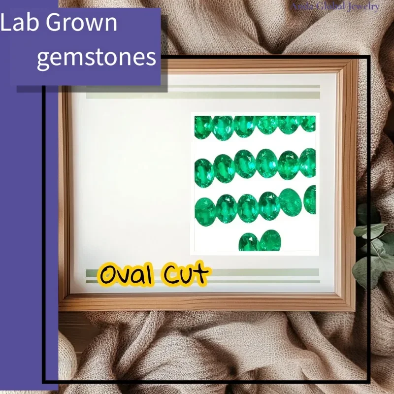 

M-M-Lab Grown Colombian Emerald Stone Hydrothermal Hand-cutting Oval Cut Synthetic Emerald Stone with AGL Certificate Daily wear