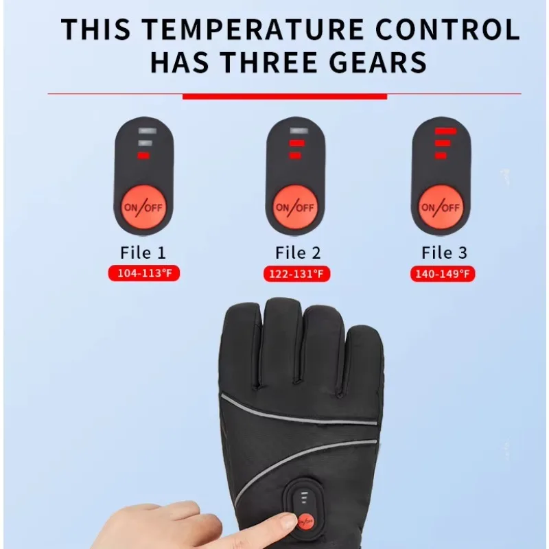 Airo Custom Usb Rechargeable Heated Gloves Thermal Winter Warm Hand Ski Gloves Black Bike Cycling Gloves Touch Screen