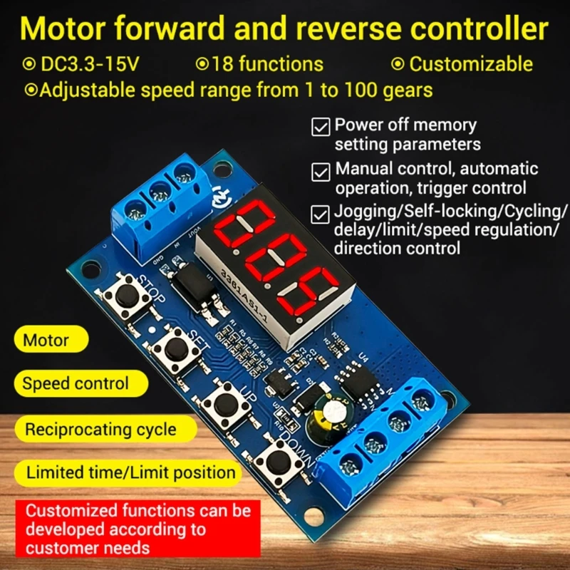 Highly power Motor Controller Automatic Cycle Timing Delay Module Forward Reverse Control Board Triggers Switches