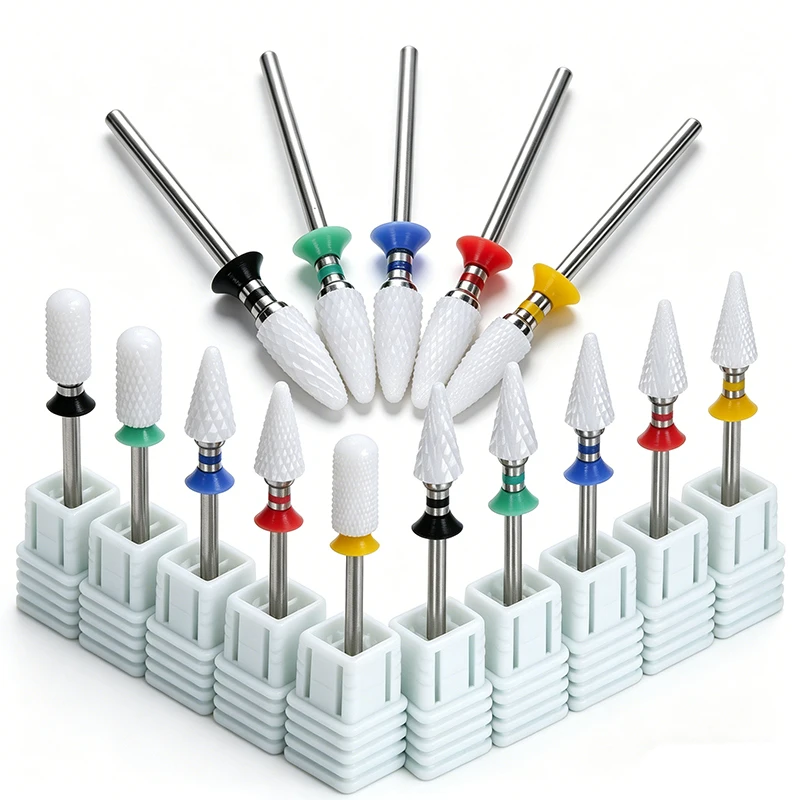 1pc Ceramic Nail Drill Bits 5 Grit Options for Nail Polish Removal Shaping Buffing Manicure Pedicure Tools Dead Skin Cuticle