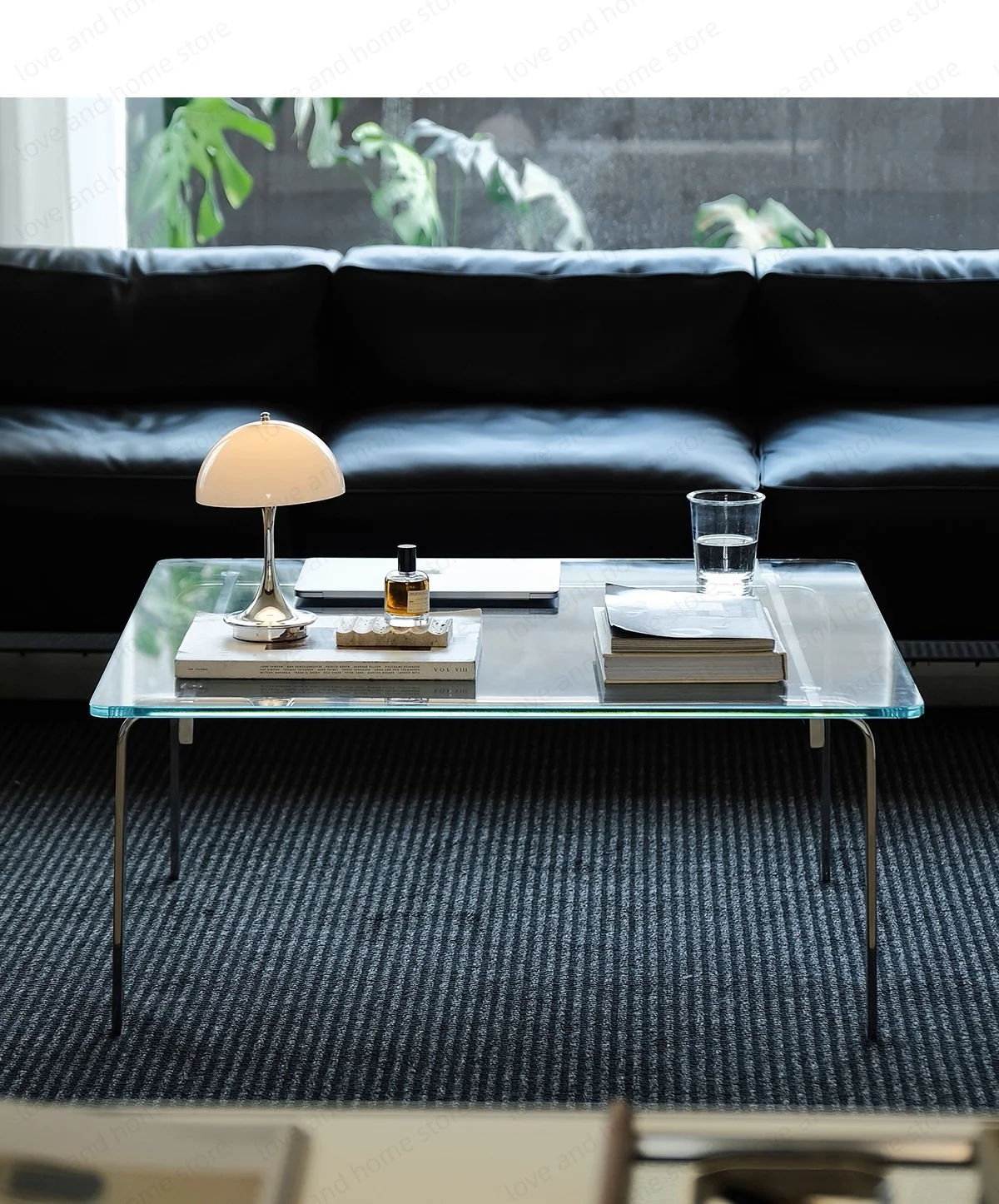 

Modern Bauhaus Side Table FK Coffee Table Denmark Danish Stainless Steel Frame Tempered Glass