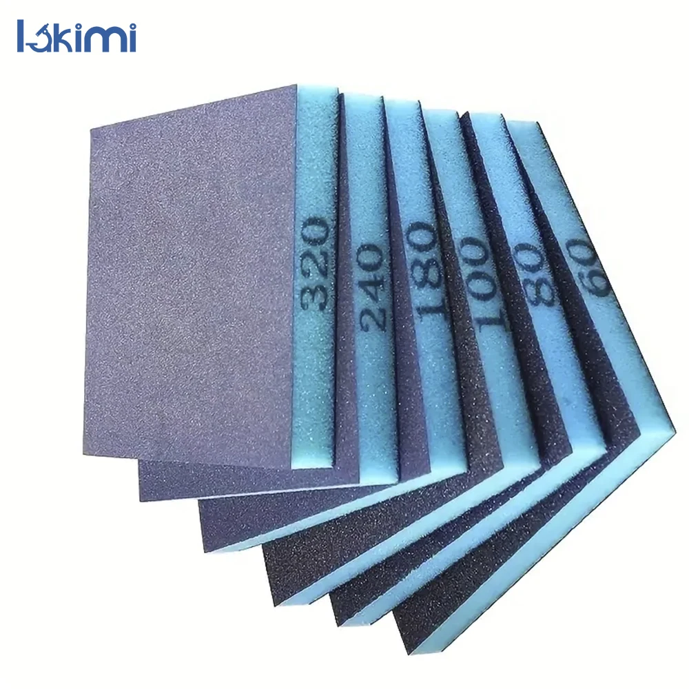 6PCS Washable and Reusable Sanding Sponge Blocks - 60-320 Grit Abrasive Tool for Wood and Metal Polishing LK-AA96