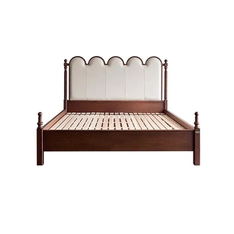 

Solid wood bed with ancient style, master bedroom double 1.8-meter bed, black French retro style