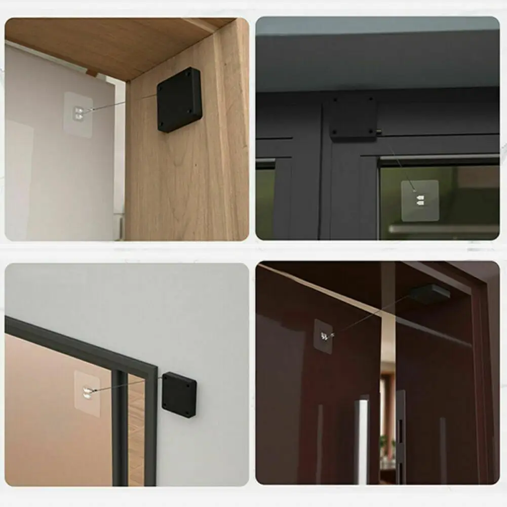 Automatic Door Closer Quick and Firm Installation Household Automatic Door Closer ABS+Stainless Steel Material