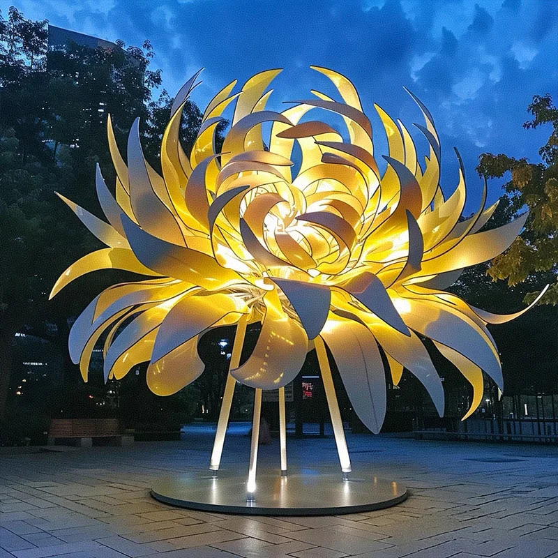 Accesorios personalizados para instalaciones de linternas de crisantemo en edificios urbanos icónicos