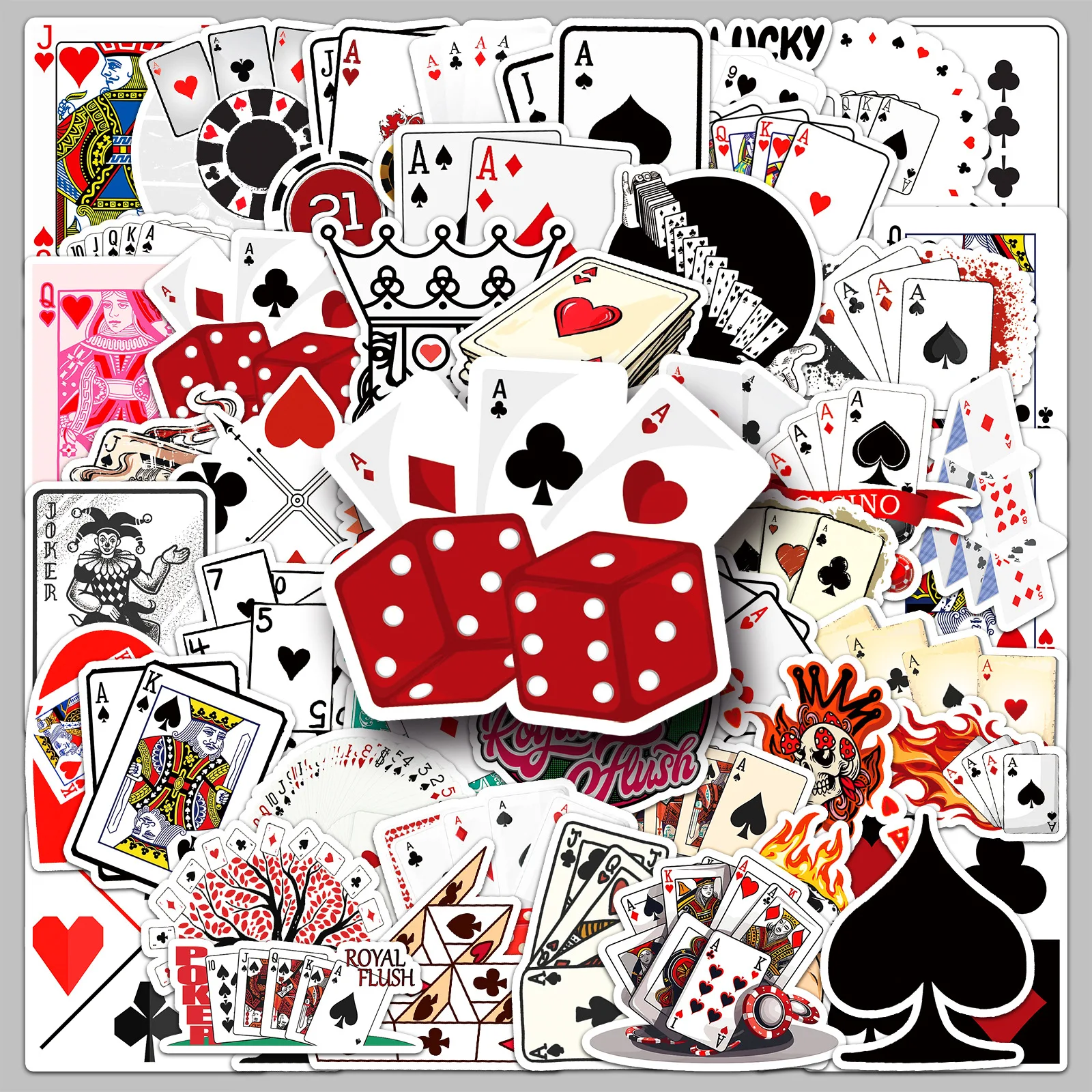 10/30/50PCS Cool Playing Card Game Stickers DIY Decoration Motorcycle Phone Notebook Fridge Suitcase Car Waterproof Graffiti Toy