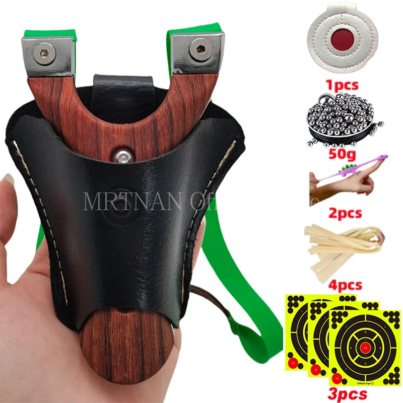 

Metal Wood Grain Aiming Slingsshot Fast Pressure Shooting Slingshot Outdoor Hunting Equipment Rubber Band Accessories Package