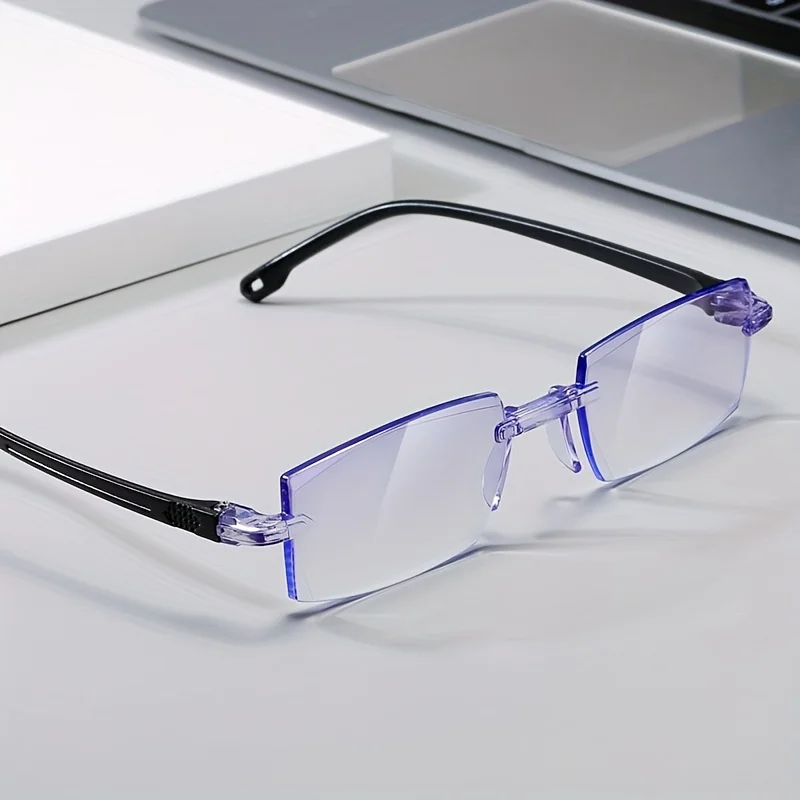 Blue Light Blocking Rimless Reading Glasses High-Definition Presbyopia Correction for Men & Women Ideal for Computer Use