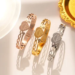Fashionable and simple zircon gold-plated love bracelet, infinity symbol hollow women's bracelet, girls gift with shipping cost
