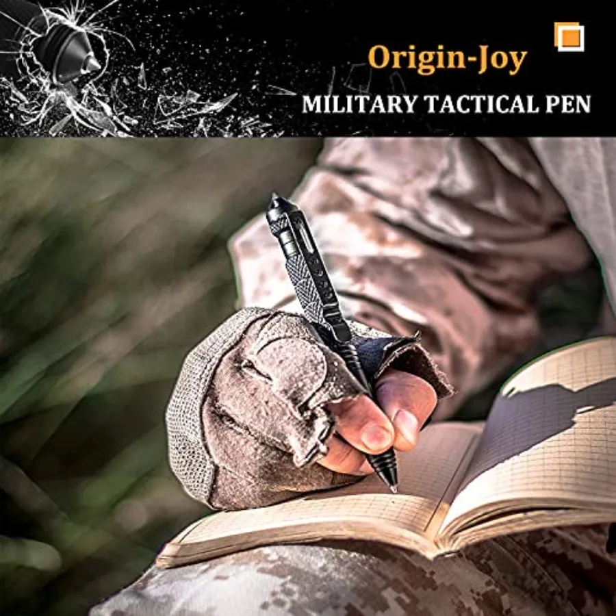Origin-Joy – ensemble de 5 stylos tactiques militaires en acier au tungstène, stylo d'auto-défense EDC multifonctionnel avec 20 recharges de stylo à bille pour O