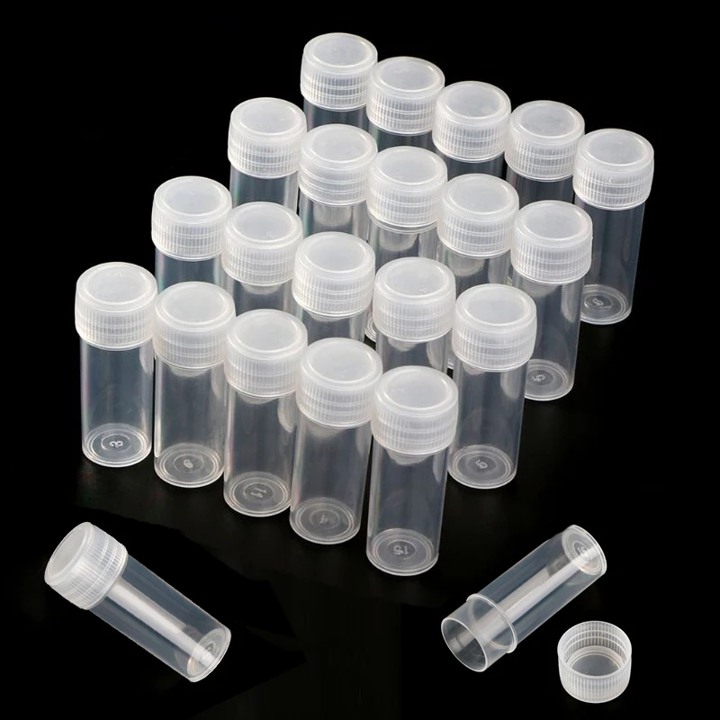 50Pcs 5ml Plastic Small Bottles Sample Pot 5g Mini Clear Packing Containers For Medicine Pill Liquid Powder Capsule Storage