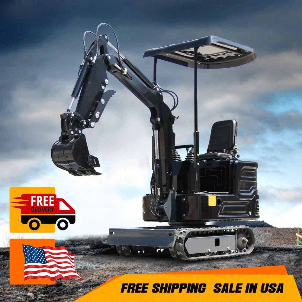 الولايات المتحدة الأمريكية الأسهم EPA 1-Ton حفارة صغيرة حفار هيدروليكي الزاحف 13.5HP أقصى عمق الحفر 10'1 ''-11' حديقة ، مزرعة