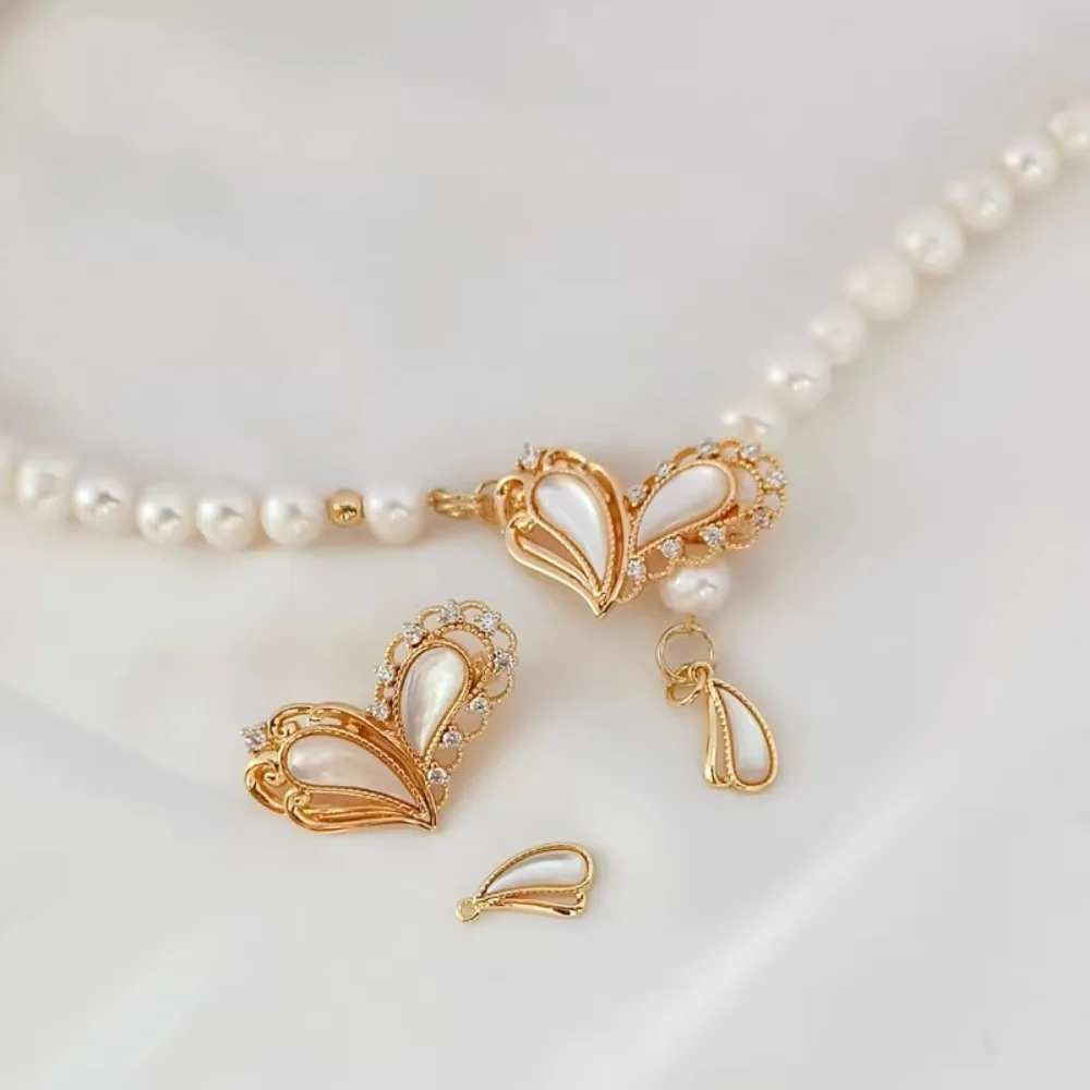 

Инкрустация цирконом 14 карат, инкрустация толстым лицом, застежка в форме ракушки, жемчужное ожерелье, цепочка для свитера, застежка с отделкой своими руками