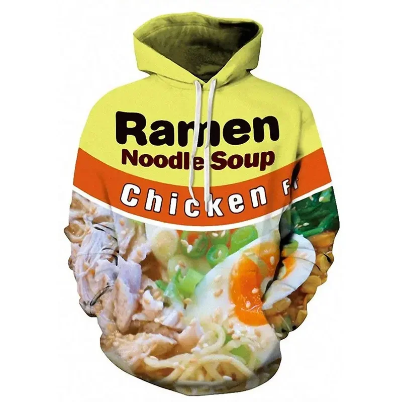 3D Ramen Chicken Noodle Soup Hoodie Beef Sweatshirt For Men Women Cotton Cute Autumn Sweatshirt Unisex Casual Jacket Tracksuit