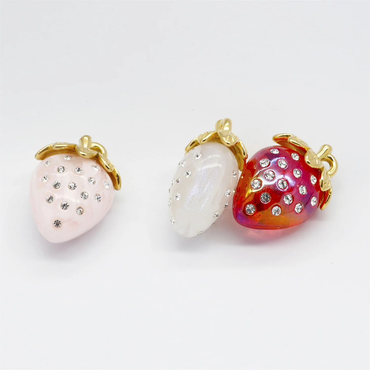 30pcs 3D Stainless Steel Charms Strawberry Pendant Fruit DIY Charm For Necklace Bracelet Keychain