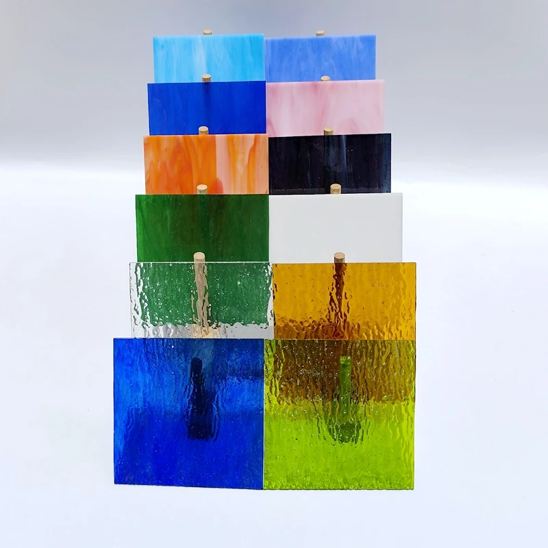 

12pc 4x4in rainbow color stained glass sheet for DIY handmade mosaic lampshade hanging picture puzzle jewelry sun catcher