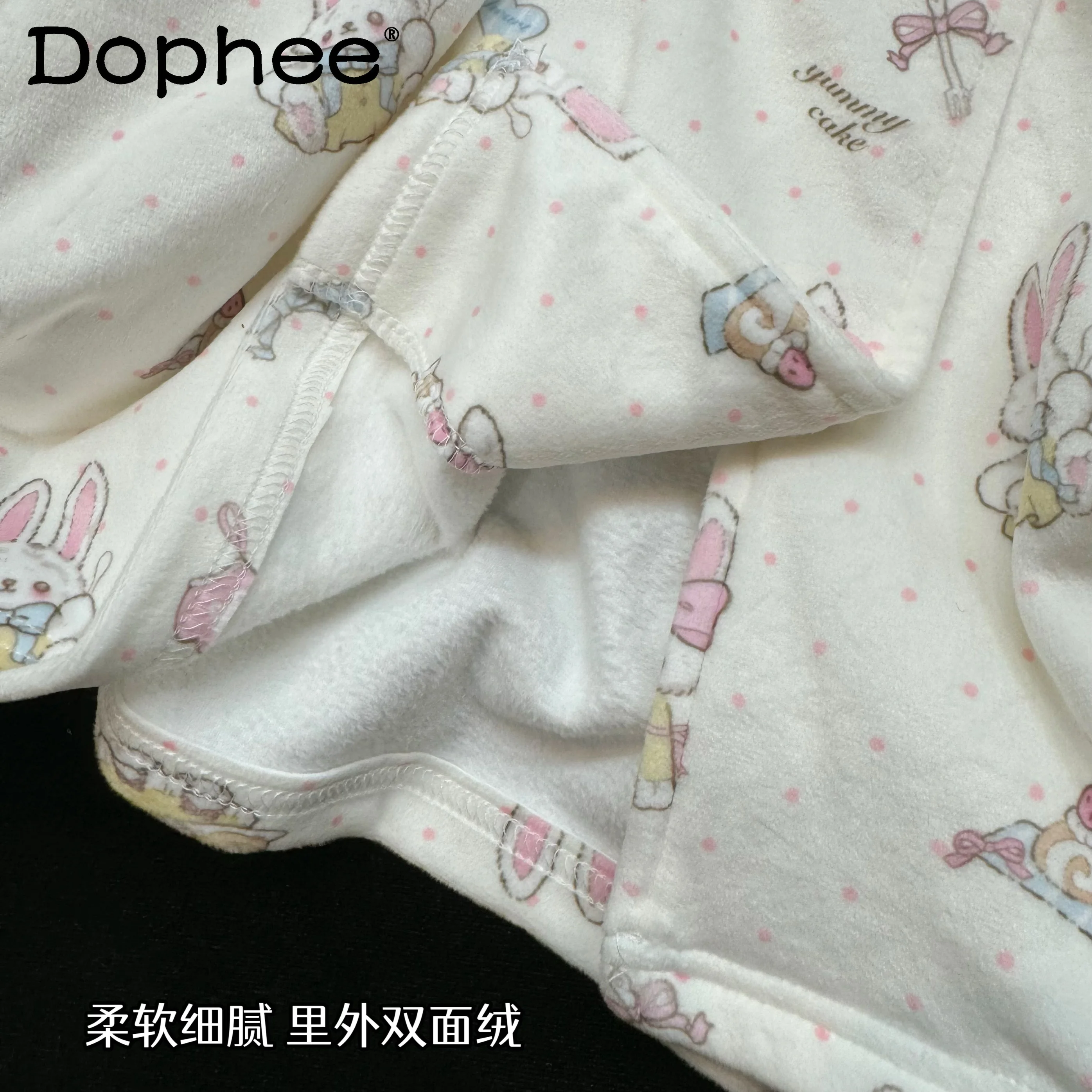 Japanese Original Autumn Winter New Sweet Girl Plush Long-sleeved Pajamas Cute Cartoon Casual Comfortable Soft Loungewear Set