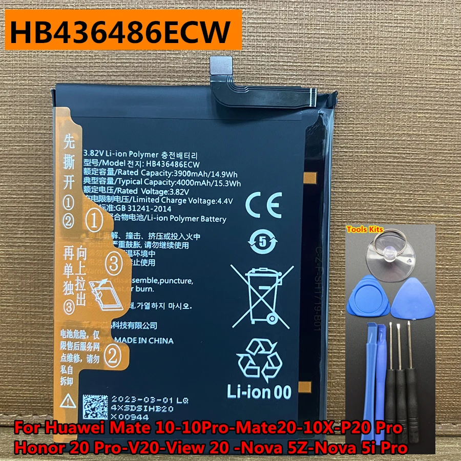 Original HB436486ECW 4000mAh Battery for Huawei Mate 10 10Pro,Mate 20,Mate 10X,P20 Pro,Honor 20 Pro,View 20 V20 ,Nova 5Z,5i Pro