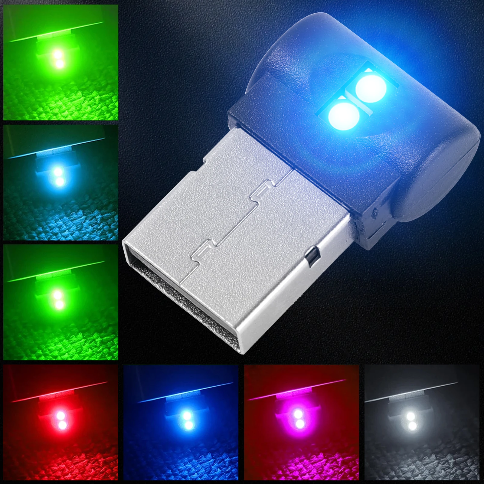 

7 цветов, автомобильная мини-USB Светодиодная лампа окружающей среды, интерьерная атмосфера, искусственная декоративная лампа, аварийное освещение, ПК, автомобильная красочная лампа
