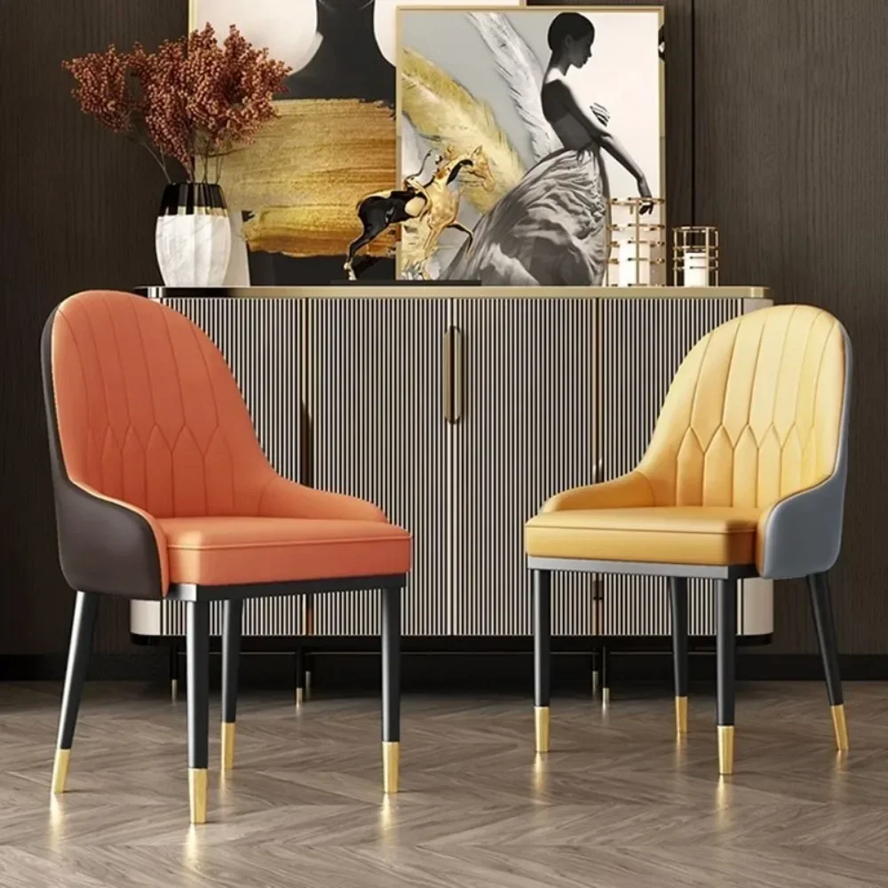 Dining Chairs Set of 2 Nordic Style Dining Chairs with Backrest PU Leather Metal Legs Restaurant Bar Chairs Modern Room Chairs