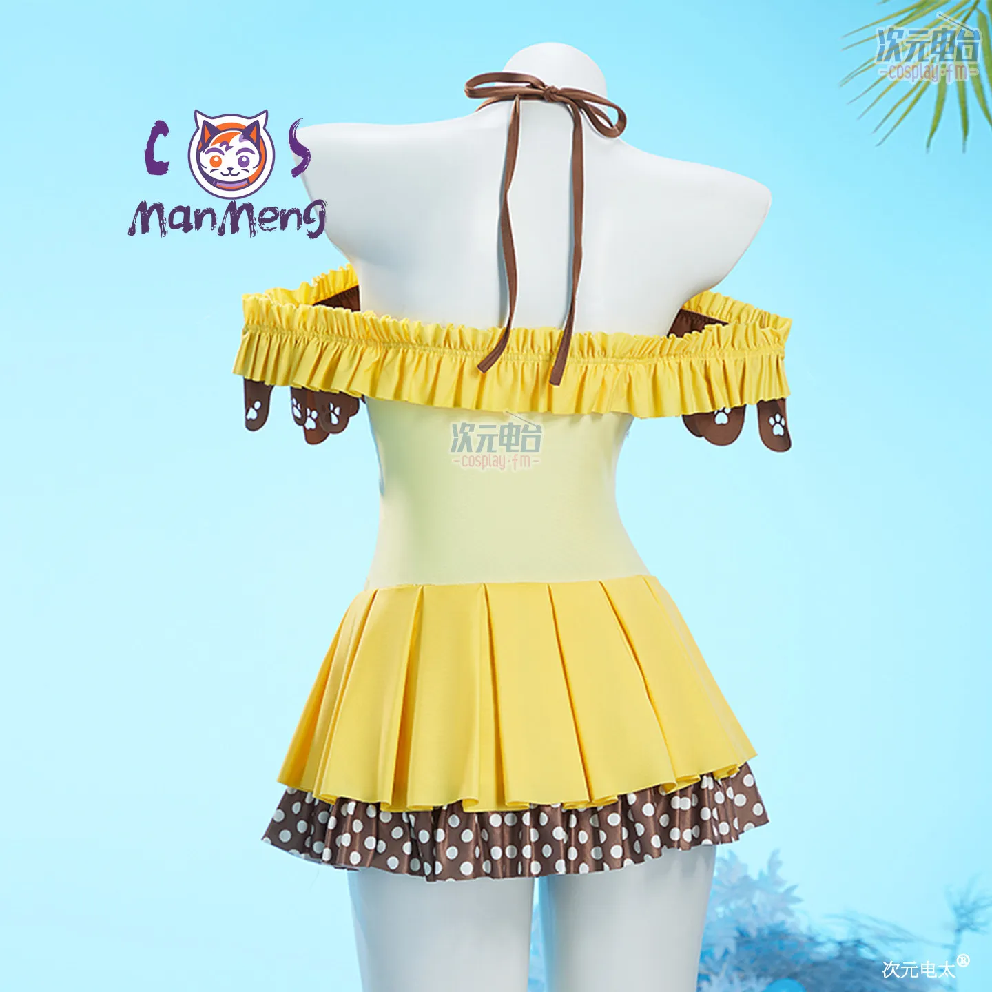 

Pudding Series Light Yellow Cute Doggy Swimsuit Cosplay Costume Anime Game Hot Spring Swimwear For Women Party beach dress