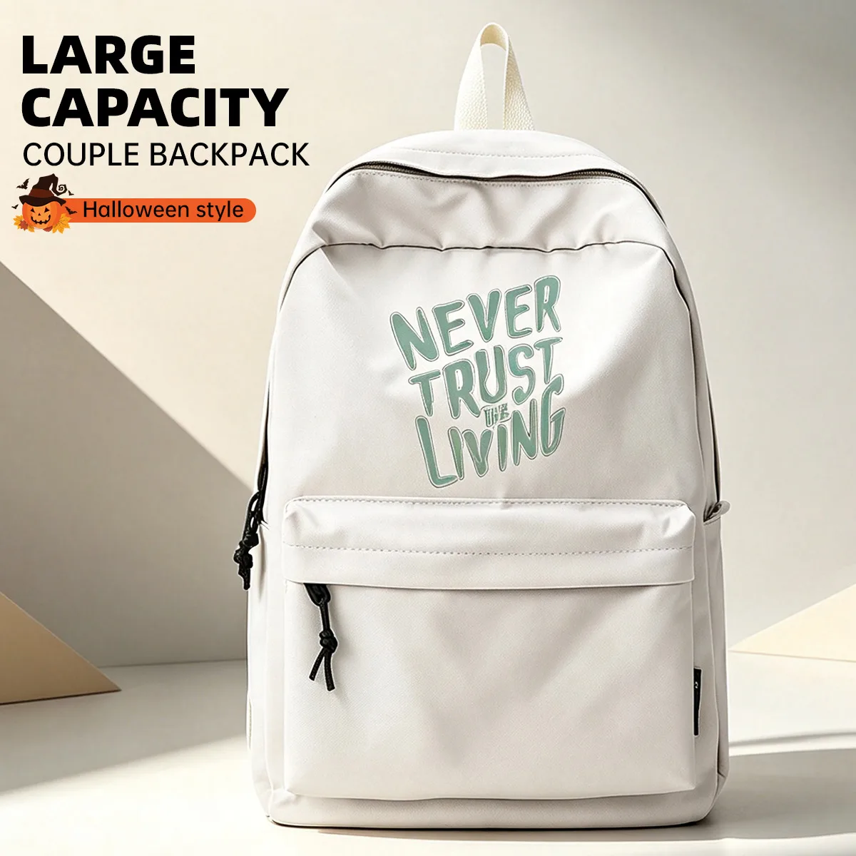 School Bag for Male College Students, Ins-Style Simple Large-Capacity Backpack for Female Middle School and High School Students, Travel Backpack, Halloween Gift