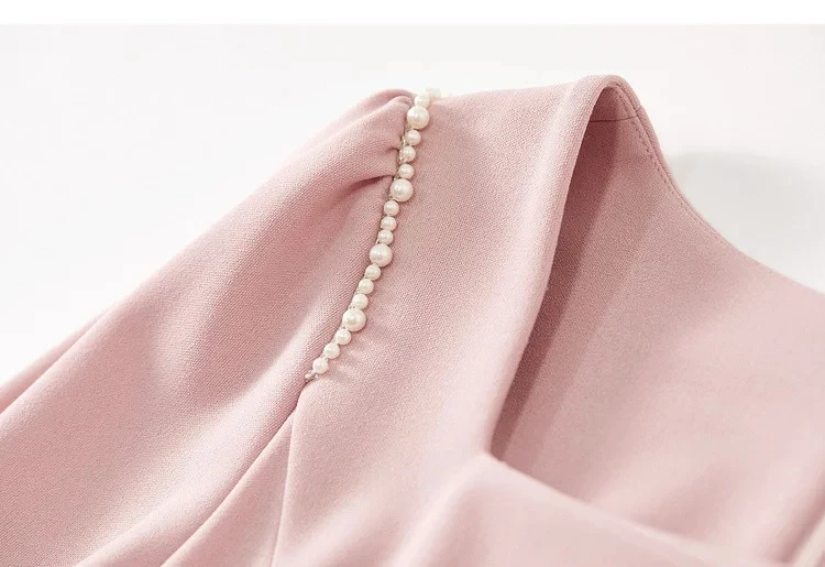 SENTUBILA Damen Einfaches A-Linien-Kleid 2026 Sommer Büro Elegantes Kleid mit Quadratischem Ausschnitt und Perlenketten-Detail Kurzarm Q62LI6575X – Detail 33