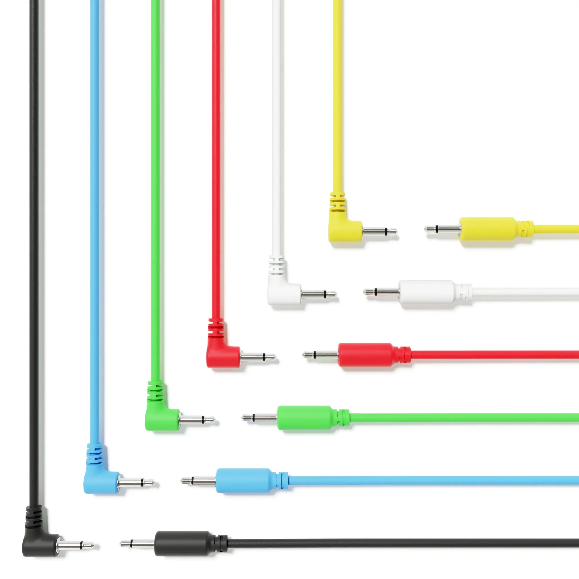 ExcelValley - 6A-Pack hybrydowe Mono modułowe kable krosowe TS 3.5mm 1/8 \