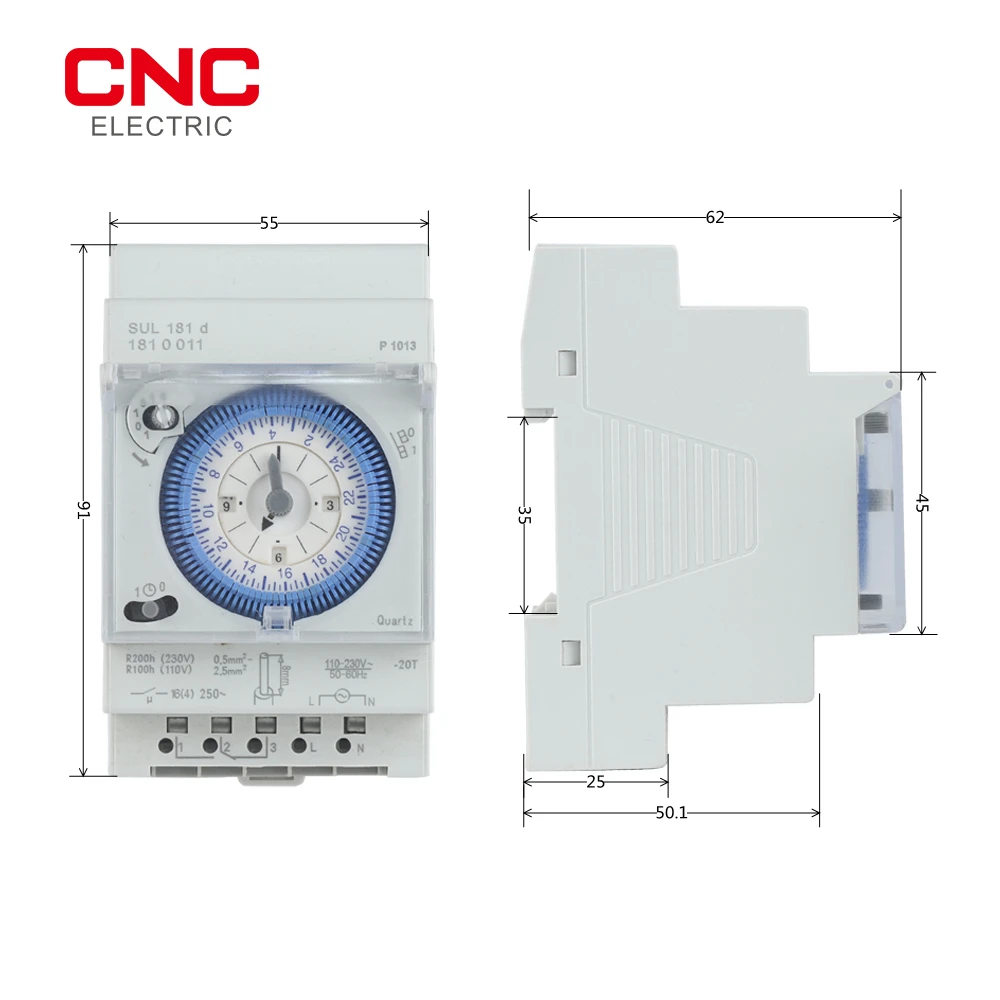 CNC SUL181d Time Relay 220V 24-hour Industrial Time Control Switch Track Installation Mechanical Timer