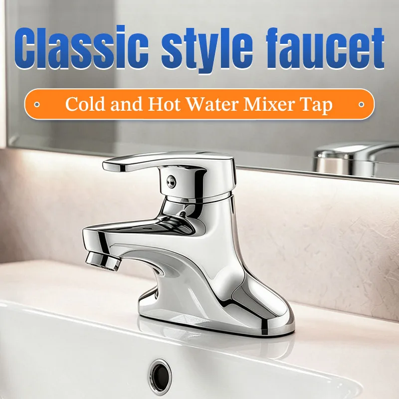 

Deck Mounted Classic style Thick brass Faucet Kitchen Bathroom Balcony Double-hole Single Lever Cold and Hot Water Mixer Tap