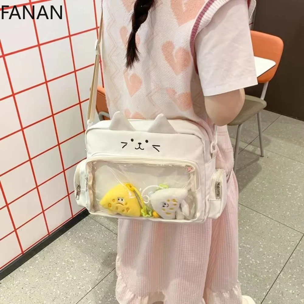 فتاة يابانية كول Ita حقيبة شفافة الوردي سعة صغيرة المحفظة حقيبة كروسبودي حقيبة كتف الحلو Kawaii DIY أنيمي بولسو