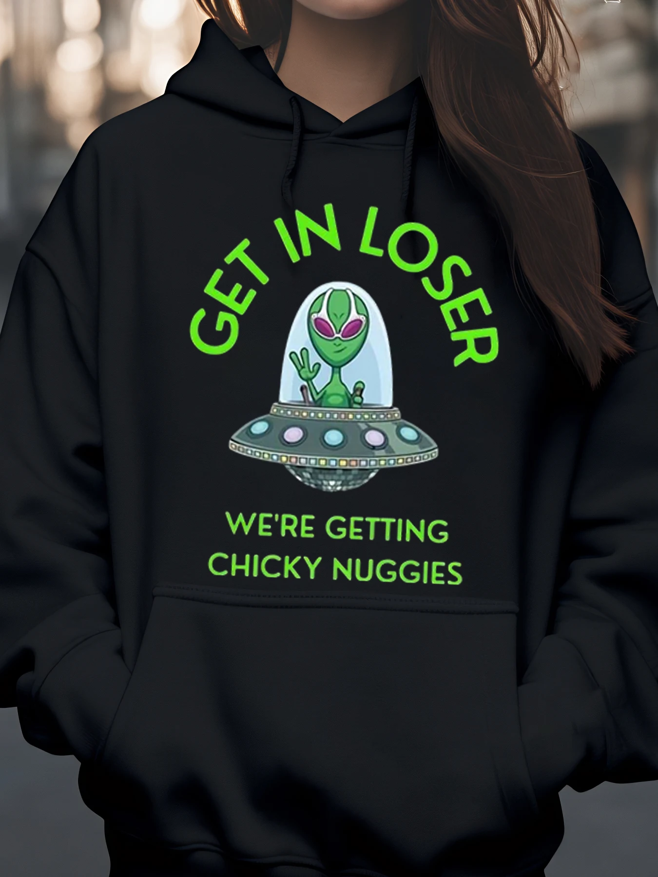 

Толстовка с принтом «Чужой НЛО Get in Loser Chicky Nuggies», повседневная одежда на Хэллоуин для женщин и мужчин