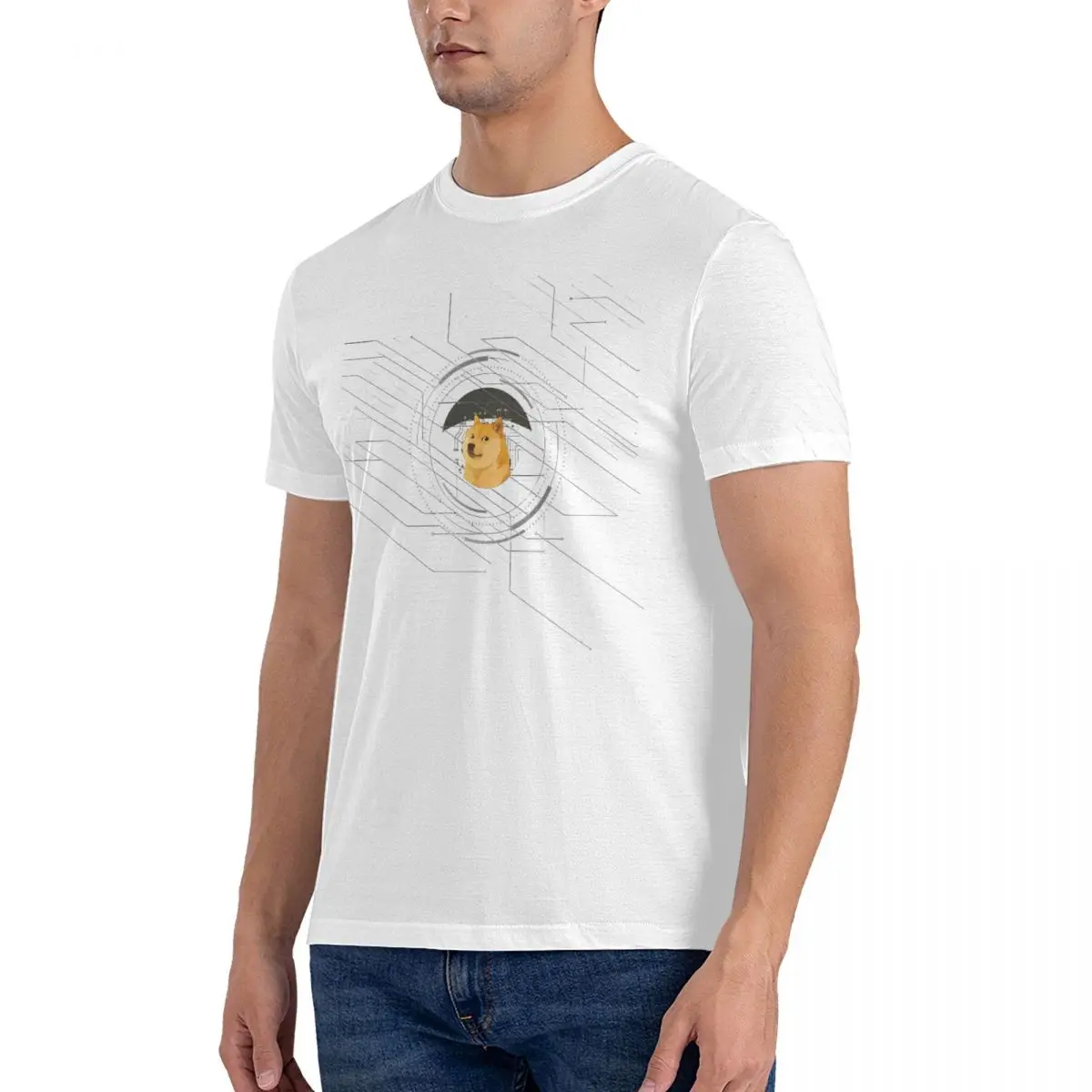 Coin T-Shirt for Men Dogecoin Humorous Cotton Tees Round Neck Short Sleeve T Shirt Gift Idea Clothing