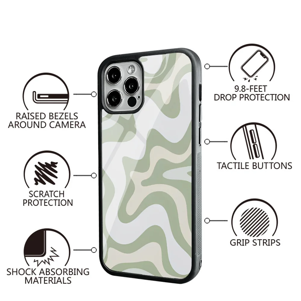 Abstract Swirl Pattern Phone Case For IPhone 11 12 13 14 15 Plus Pro Max Mirror Acrylic PC TPU Cover