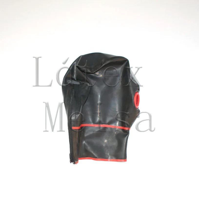 Masque en latex pour femmes, yeux en maille, narines ouvertes avec dom et fermeture éclair au dos