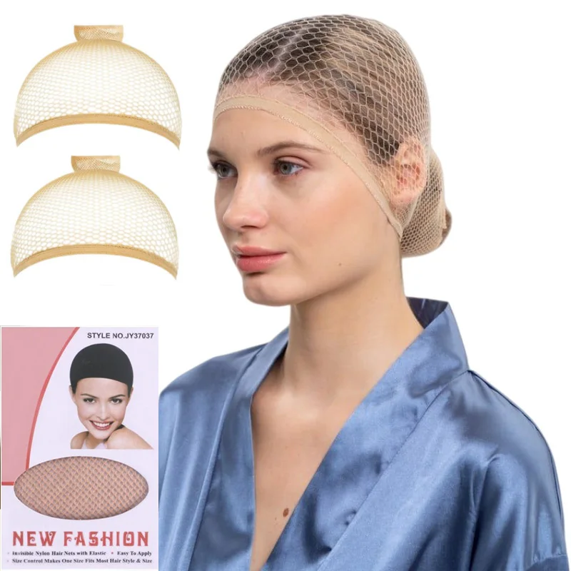 Beige Mesh Wig Cap,Non Slip Invisible and Breathable Ultra-thin Elastic Nylon Fishnet cap for Beginner, Natural Nude,Fit Snugly