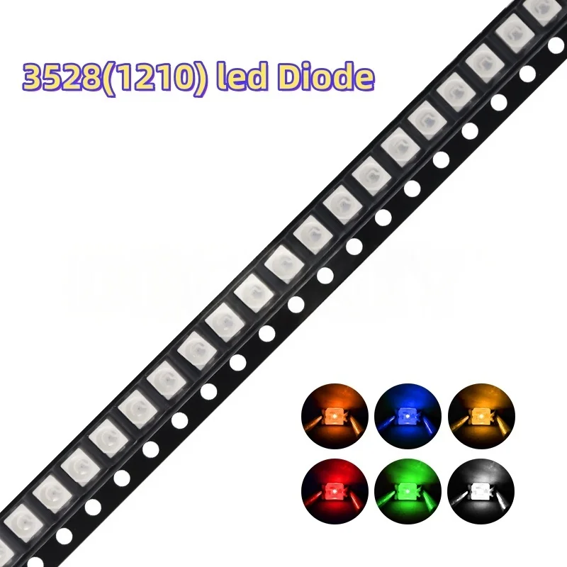 100Pcs 3528 SMD LED Diode Chip Warm White Red Green Blue Orange Yellow Pink UV Purple RGB PLCC2 PLCC-4 Lamp Light Beads Emitting