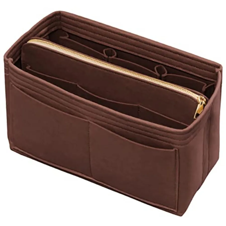 

Felt Bag Organizer Insert with Zipper and Key Chain for Tote Purse