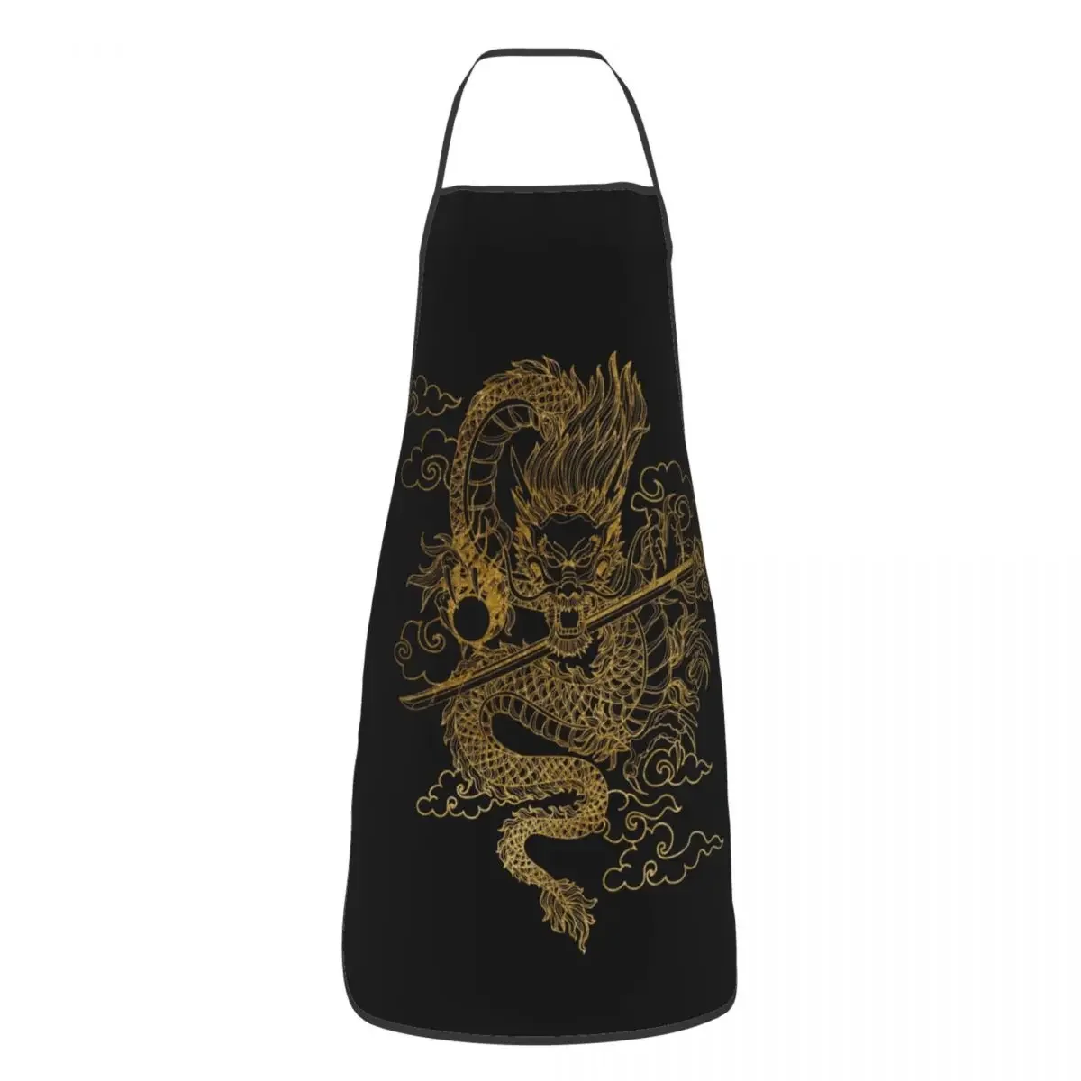 Gold Chinese Dragon Totem Kitchen Chef Cooking Baking Apron Women Men Tradition Asian Mythology Tablier Cuisine for Gardening