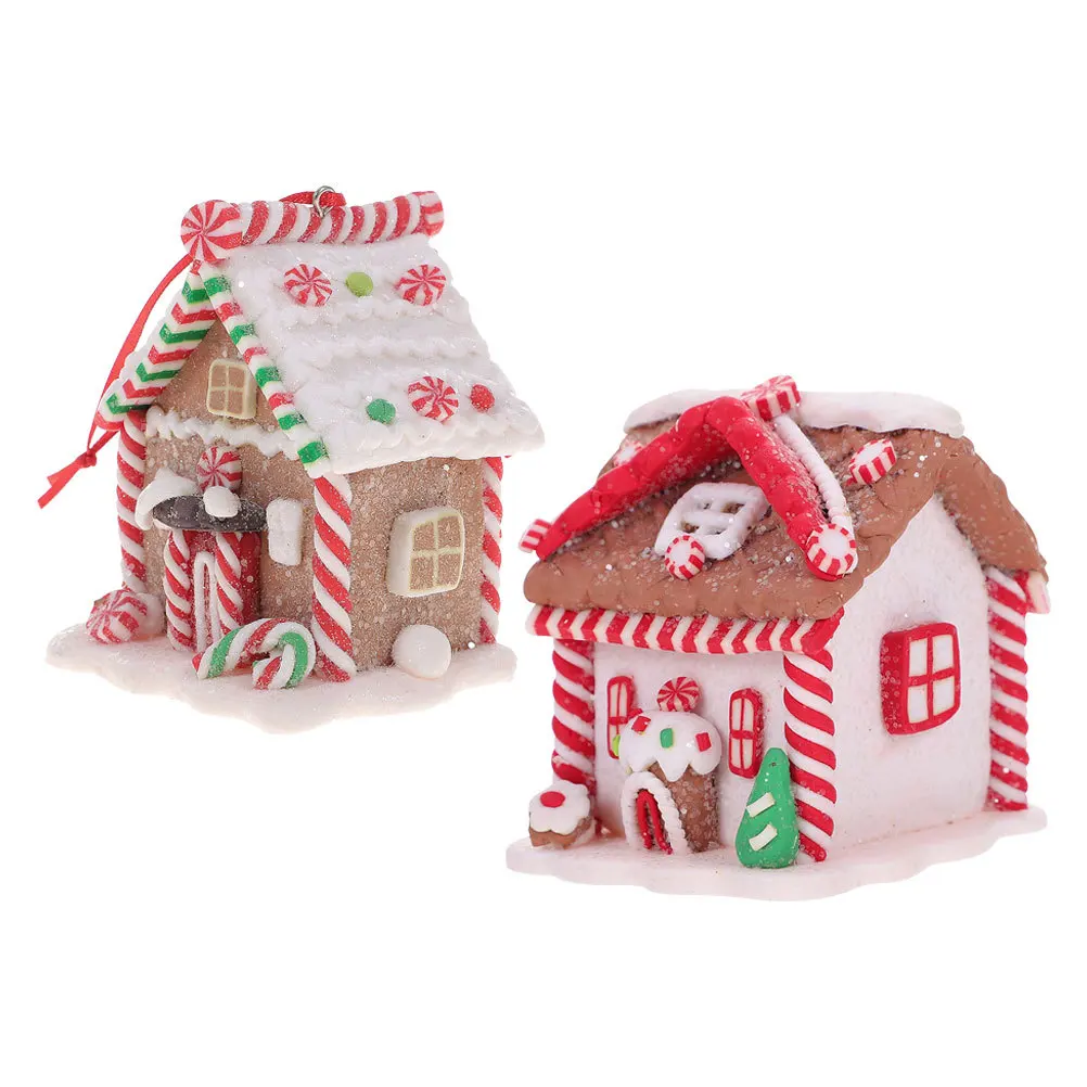 

2Pcs Festive Gingerbread Decorations Intricate Holiday Characters Candy Details Easy Hang Xmas Tree Ornament Lightweight