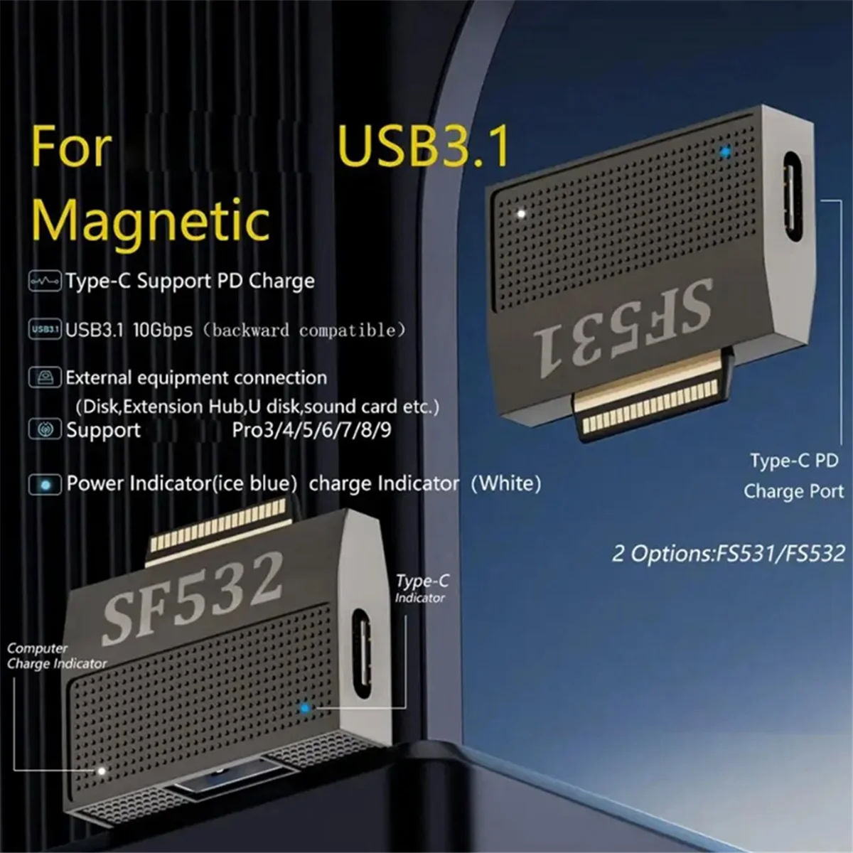 Suitable for Microsoft Laptop Charging Adapter Surface Pro9/8/7/6 40PIN to Expand the Magnetic Port with Data Function-B