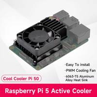 Raspberry Pi 5 Aluminum Case Self-design Active Cooler Black Passive Cooling Shell with PWM Fan Silicone Heatsink Radiators