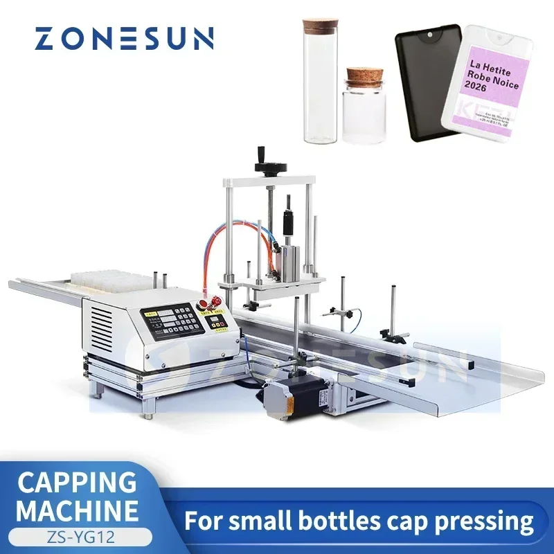 ZONESUN ZS-YG12 Automatic Cap Pressing Machine Bottle Capper Pocket Perfume Sealer Vial Corking Equipment
