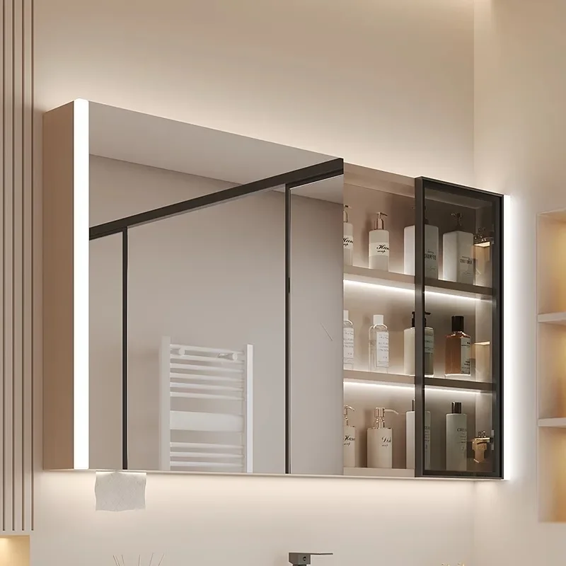 Intelligent induction mirror cabinet Wall-mounted toilet Separate beauty storage Multifunctional rack Bathroom defogging