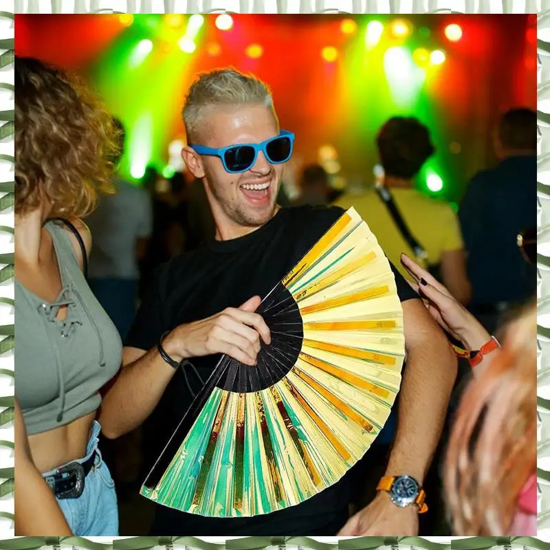 Professional Tool 2 Pcs Holographic Raves Fan Folding Hand Fan Decorative Folding Fans Folding Fan For Women Men Halloween Pride