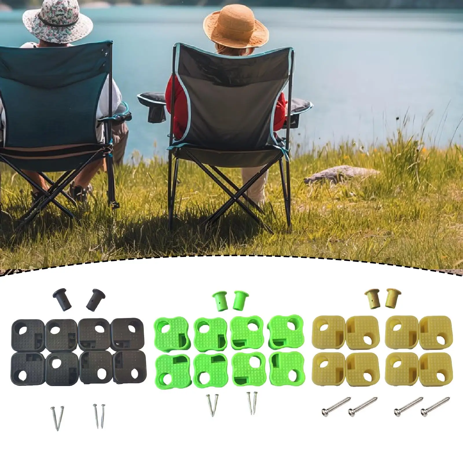 8Pcs Camping Chair Replacement Feet Repair Feet Attachment with Mounting Screws Heavy Duty Portable Premium Replacement Legs