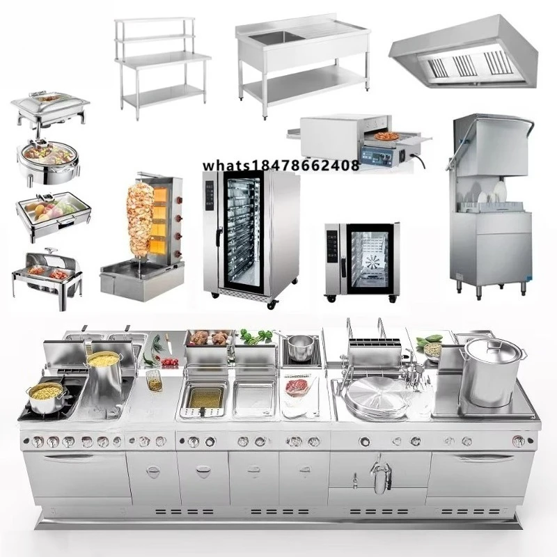 Stainless Steel Commercial Kitchen Equipment Set, Ideal for Fast Food Restaurant, Industrial Kitchen and Catering